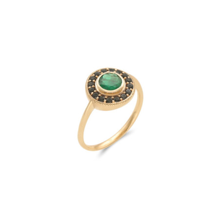 Anillo Oro Amarillo, Esmeralda Y Diamantes. Género: Mujer. Material: Oro amarillo. Piedras: Diamantes,Esmeraldas