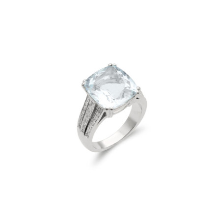 Anillo Oro Blanco, Aguamarina Y Diamantes. Género: Mujer. Material: Oro blanco. Piedras: Aguamarinas,Diamantes