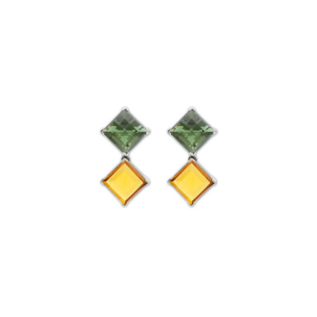 Pendientes Oro Blanco Y Cuarzos. Género: Mujer. Material: Oro blanco. Piedras: Otras gemas