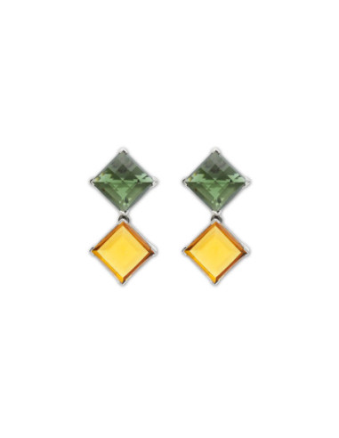 Pendientes Oro Blanco Y Cuarzos