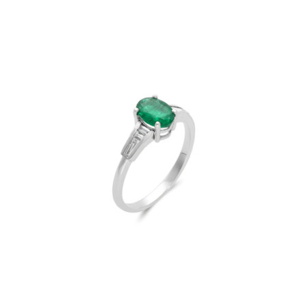 Anillo Oro Blanco, Esmeralda Y Diamantes. Género: Mujer. Material: Oro blanco. Piedras: Diamantes,Esmeraldas
