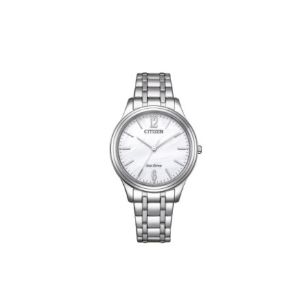 Reloj Citizen Lady Elegance EM0411-71A. Género: Mujer. Material: Acero. Tamaño: De 32mm a 38mm. Correa: Acero. Color esfera: Blanco. Estilo: Clásico. Movimiento: Eco Drive. Características técnicas: Hora y segundero,Reserva de marcha
