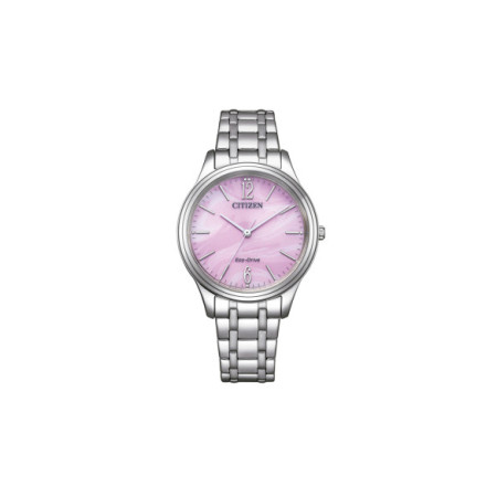 Reloj Citizen Lady Elegance EM0411-71X. Género: Mujer. Material: Acero. Tamaño: De 32mm a 38mm. Correa: Acero. Color esfera: Rosa. Estilo: Clásico. Movimiento: Eco Drive. Características técnicas: Hora y segundero,Reserva de marcha