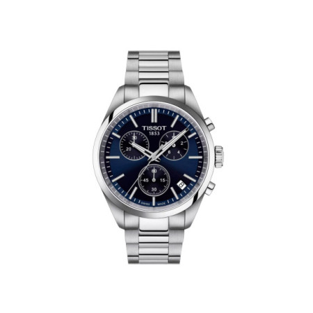 Reloj Tissot PR 100 Chronograph T150.417.11.041.00. Género: Hombre. Material: Acero. Tamaño: De 39mm a 42mm. Correa: Acero. Color esfera: Azul. Estilo: Clásico. Movimiento: Cuarzo. Características técnicas: Hora y segundero,Calendario,Cronógrafo