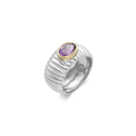 Anillo Plata-Oro Amarillo Con Amatista. Género: Mujer. Material: Plata,Oro amarillo. Piedras: Amatistas