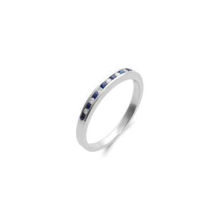 Anillo Oro Blanco, Zafiros Y Diamantes. Género: Mujer. Material: Oro blanco. Piedras: Diamantes,Zafiros