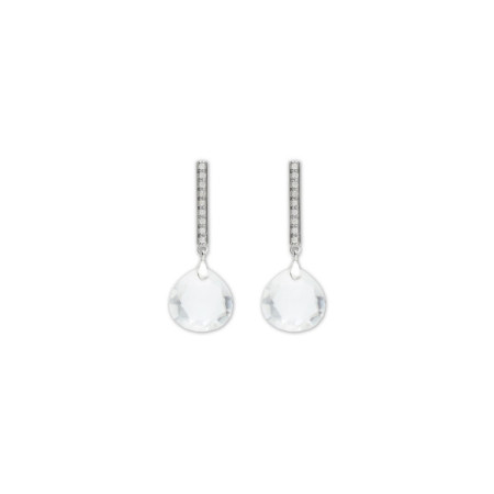Pendientes Oro Blanco, Diamantes Y Cristal De Roca. Género: Mujer. Material: Oro blanco. Piedras: Diamantes,Otras gemas