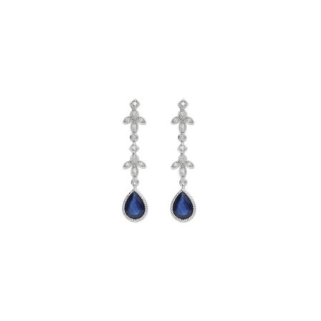 Pendientes Oro Blanco, Zafiro Y Diamantes. Género: Mujer. Material: Oro blanco. Piedras: Diamantes,Zafiros