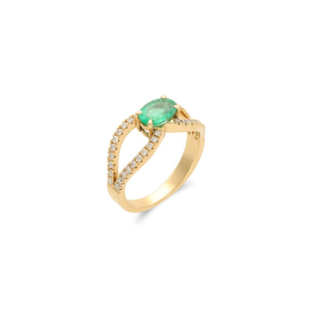 Anillo Oro Amarillo, Esmeralda Y Diamantes. Género: Mujer. Material: Oro amarillo. Piedras: Diamantes,Esmeraldas