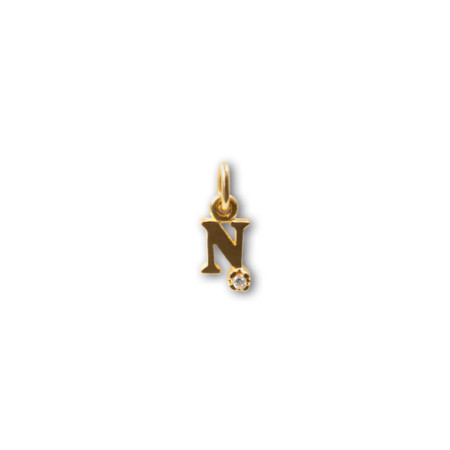 Colgante Inicial N Con Diamante. Género: Mujer. Material: Oro amarillo. Piedras: Diamantes