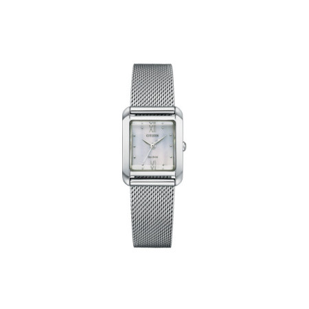 Reloj Citizen Lady Eco Drive EW5590-62A. Género: Mujer. Material: Acero. Tamaño: Menos de 32mm. Correa: Acero. Color esfera: Blanco. Estilo: Clásico,Cocktail. Movimiento: Eco Drive. Características técnicas: Hora y segundero,Reserva de marcha
