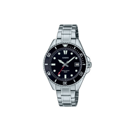 Reloj Casio MDV-10D-1A1VEF. Género: Mujer,Hombre. Material: Acero. Tamaño: De 32mm a 38mm. Correa: Acero. Color esfera: Negro. Estilo: Deportivo. Movimiento: Cuarzo. Características técnicas: Hora y segundero,Calendario