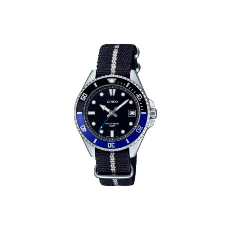 Reloj Casio MDV-10C-1A2VEF. Género: Mujer,Hombre. Material: Acero. Tamaño: De 32mm a 38mm. Correa: Nato. Color esfera: Negro. Estilo: Deportivo. Movimiento: Cuarzo. Características técnicas: Hora y segundero,Calendario