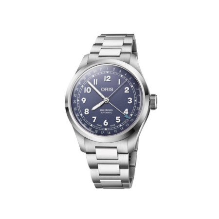 Reloj Oris Big Crown Pointer Date 01 754 7798 4068-07 8 20 06. Género: Hombre,Mujer. Material: Acero. Tamaño: De 39mm a 42mm. Correa: Acero. Color esfera: Azul. Estilo: Casual,Aviador. Movimiento: Automático. Características técnicas: Hora y segundero,Calendario,Reserva de marcha