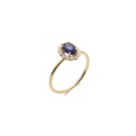 Anillo Oro Amarillo, Zafiro Y Diamantes. Género: Mujer. Material: Oro amarillo. Piedras: Diamantes,Zafiros