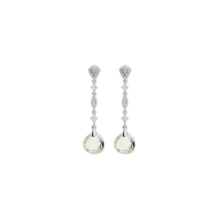 Pendientes Oro Blanco, Circonitas Y Amatista. Género: Mujer. Material: Oro blanco. Piedras: Circonitas,Amatistas