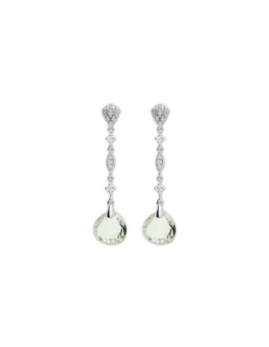 Pendientes Oro Blanco, Circonitas Y Amatista