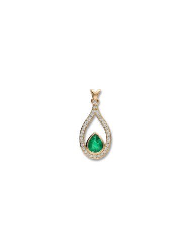 Colgante Oro Amarillo, Esmeralda Y Diamantes