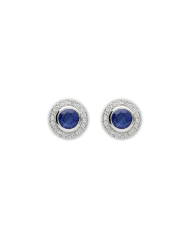 Pendientes Oro Blanco, Cianita Y Diamantes