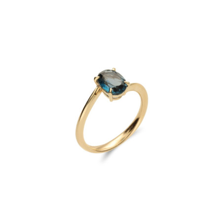 Anillo Oro Amarillo Y Topacio. Género: Mujer. Material: Oro amarillo. Piedras: Topacio azul