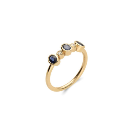 Anillo Oro Amarillo, Zafiros Y Diamantes. Género: Mujer. Material: Oro amarillo. Piedras: Diamantes,Zafiros