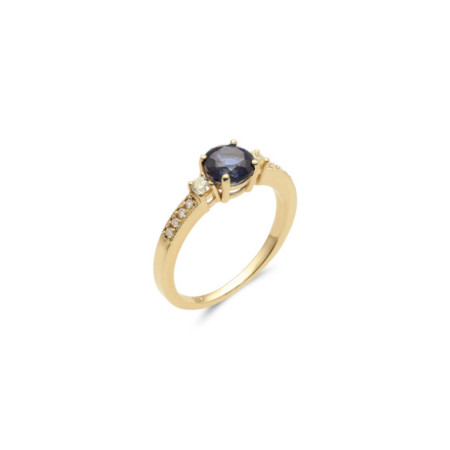 Anillo Oro Amarillo, Zafiro Y Diamantes. Género: Mujer. Material: Oro amarillo. Piedras: Diamantes,Zafiros