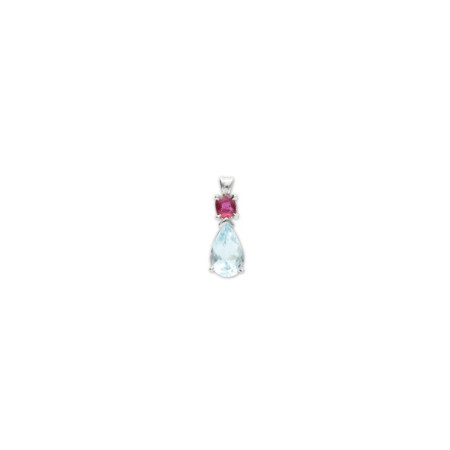 Colgante Oro Blanco, Rubí Y Aguamarina. Género: Mujer. Material: Oro blanco. Piedras: Rubies,Aguamarinas