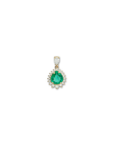 Colgante Oro Amarillo, Esmeralda Y Diamantes