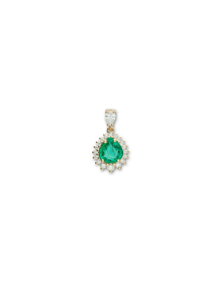 Colgante Oro Amarillo, Esmeralda Y Diamantes