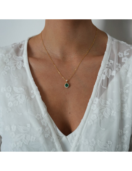 Colgante Oro Amarillo, Esmeralda Y Diamantes