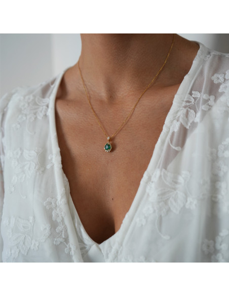 Colgante Oro Amarillo, Esmeralda Y Diamantes