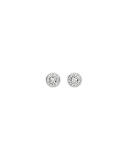 Pendientes Oro Blanco, Topacio Y Diamantes