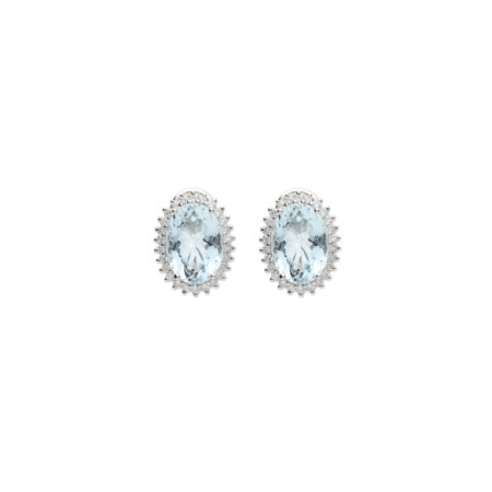 Pendientes Oro Blanco, Aguamarina Y Diamantes. Género: Mujer. Material: Oro blanco. Piedras: Diamantes,Aguamarinas