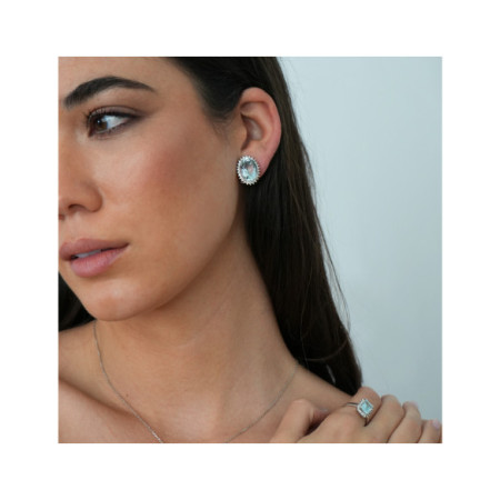 Pendientes Oro Blanco, Aguamarina Y Diamantes. Género: Mujer. Material: Oro blanco. Piedras: Diamantes,Aguamarinas