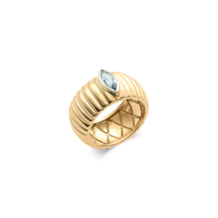 Anillo Oro Amarillo-Blanco Y Aguamarina. Género: Mujer. Material: Oro amarillo,Oro blanco. Piedras: Aguamarinas