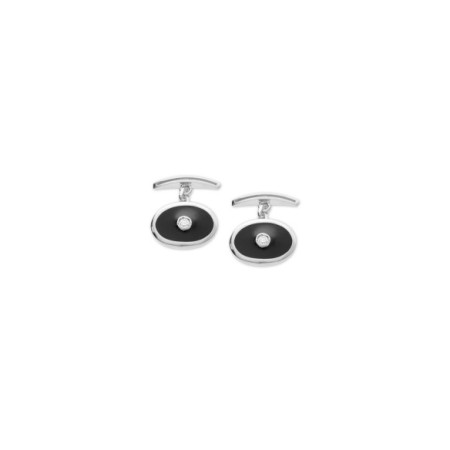 Gemelos Plata, Circonita Y Esmalte Negro. Género: Hombre. Material: Plata. Piedras: Circonitas