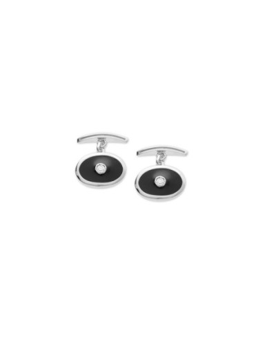 Gemelos Plata, Circonita Y Esmalte Negro