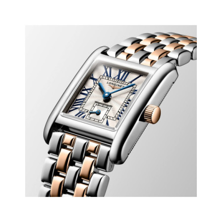 Reloj Longines Mini DolceVita L5.200.5.71.7. Género: Mujer. Material: Acero/Oro. Tamaño: Menos de 32mm. Correa: Acero. Color esfera: Plata. Estilo: Clásico. Movimiento: Cuarzo. Características técnicas: Hora y segundero