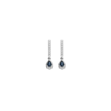 Pendientes Oro Blanco, Zafiro Y Diamantes. Género: Mujer. Material: Oro blanco. Piedras: Diamantes,Zafiros