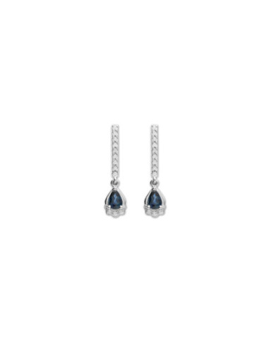 Pendientes Oro Blanco, Zafiro Y Diamantes