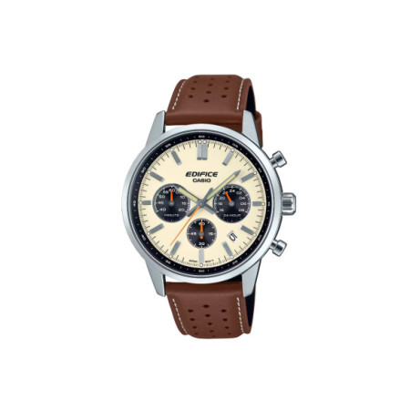 Reloj Casio Edifice EFR-575L-7AEF. Género: Hombre. Material: Acero. Tamaño: De 39mm a 42mm. Correa: Piel. Color esfera: Beige. Estilo: Deportivo. Movimiento: Cuarzo. Características técnicas: Hora y segundero,Calendario,Cronógrafo