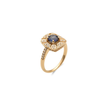 Anillo Oro Amarillo, Zafiro Y Diamantes. Género: Mujer. Material: Oro amarillo. Piedras: Diamantes,Zafiros