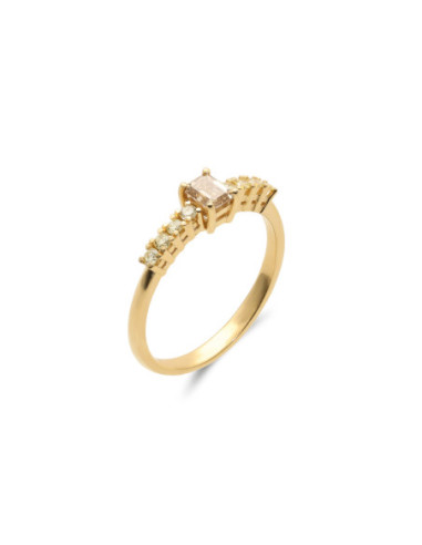Anillo Oro Amarillo Y Diamantes