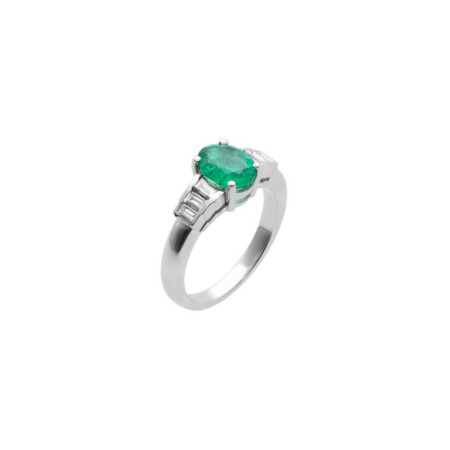 Anillo Oro Blanco, Esmeralda Y Diamantes. Género: Mujer. Material: Oro blanco. Piedras: Diamantes,Esmeraldas