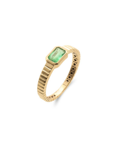 Anillo Oro Amarillo Y Esmeralda