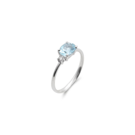 Anillo Oro Blanco, Aguamarina Y Diamantes. Género: Mujer. Material: Oro blanco. Piedras: Diamantes,Aguamarinas