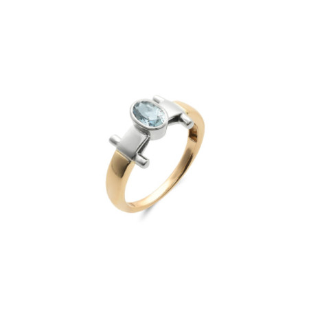 Anillo Oro Amarillo-Blanco Y Aguamarina. Género: Mujer. Material: Oro amarillo,Oro blanco. Piedras: Aguamarinas