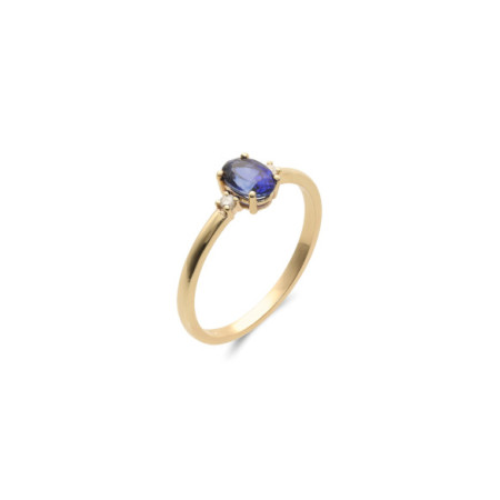 Anillo Oro Amarillo, Zafiro Y Diamantes. Género: Mujer. Material: Oro amarillo. Piedras: Diamantes,Zafiros