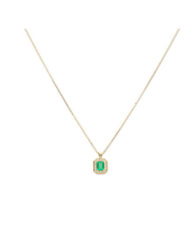 Cadena-Colgante Oro Amarillo, Esmeralda Y Diamantes