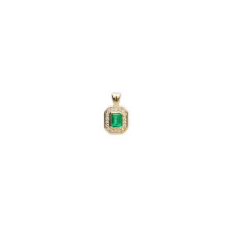 Colgante Oro Amarillo, Esmeralda Y Diamantes. Género: Mujer. Material: Oro amarillo. Piedras: Esmeraldas,Diamantes
